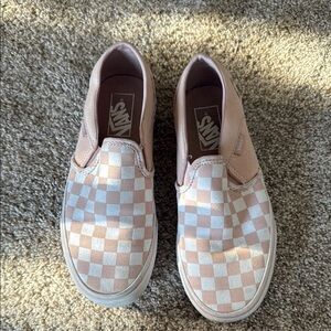 Vans Pink Checkered Slip-On Shoes